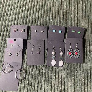 10 Pairs of Earrings Mixed Styles Studs Dangles Cuffs New